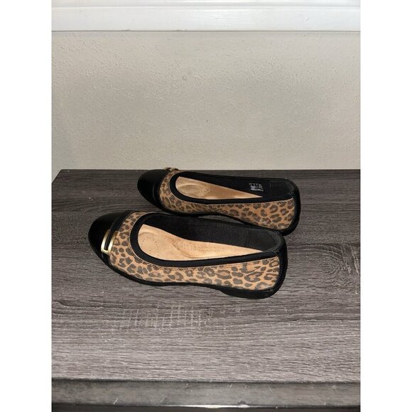 Clarks Meadow Rose Brown Leopard Print Slip On Ballet Flats Women’s Size 10 W - Picture 4 of 7